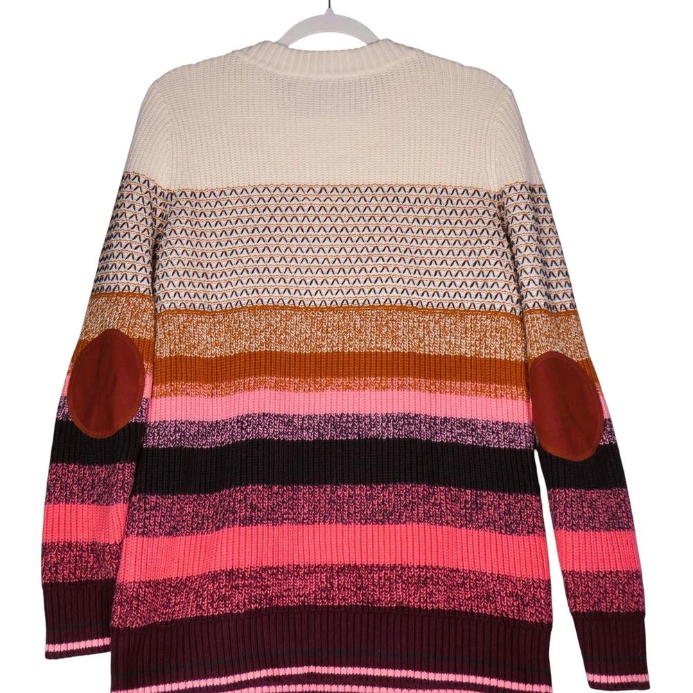 Talbots Tunic Sweater Womens Medium Multi Elbow Patch Wool Blend Academia Boho - Picture 6 of 11